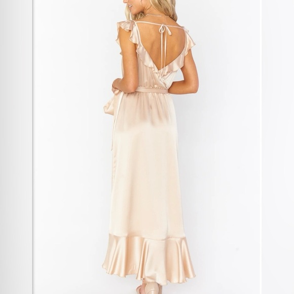 Show Me Your Mumu Samantha Ruffle Wrap Dress in a soft beige - Picture 4 of 9